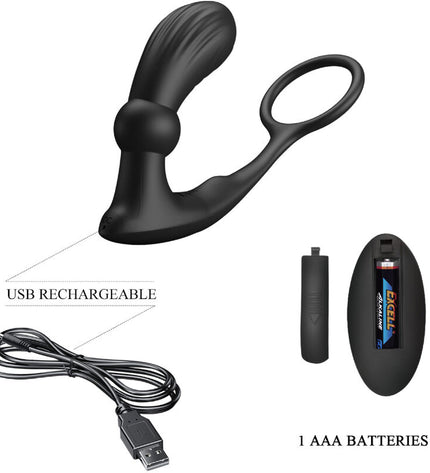 PRETTY LOVE - ANNEAU ANAL ET VIBRATEUR WARREN NOIR by PRETTY LOVE BOTTOM