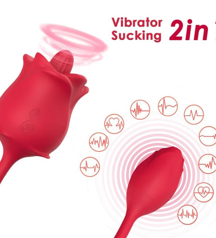 ARMONY - STIMULATEUR D'ASPIRATION ET VIBRATEUR ROSE 2 EN 1 10 MODES AVEC QUEUE ROUGE by ARMONY STIMULATORS