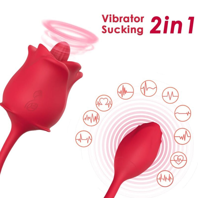 ARMONY - STIMULATEUR D'ASPIRATION ET VIBRATEUR ROSE 2 EN 1 10 MODES AVEC QUEUE ROUGE by ARMONY STIMULATORS