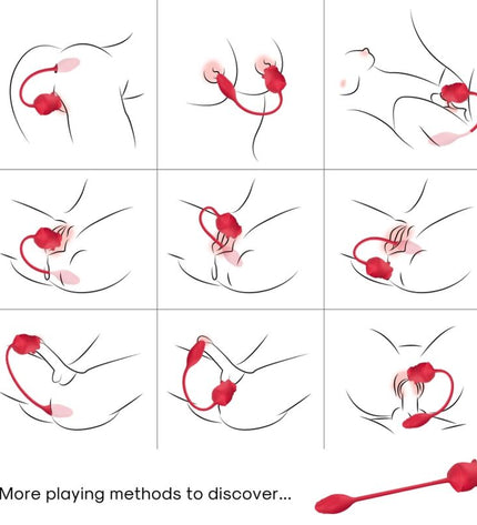 ARMONY - STIMULATEUR D'ASPIRATION ET VIBRATEUR ROSE 2 EN 1 10 MODES AVEC QUEUE ROUGE by ARMONY STIMULATORS