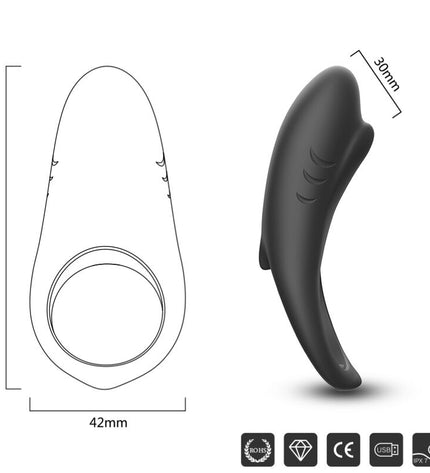 ARMONY - ANNEAU VIBRATEUR SHARK POUR COUPLES TÉLÉCOMMANDE NOIR by ARMONY FOR HIM