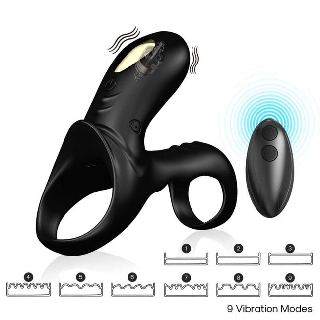 ARMONY - ANNEAU VIBRATEUR DOUBLE RANGER POUR COUPLES NOIR by ARMONY FOR HIM