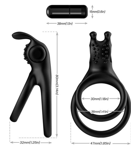 ARMONY - ANNEAU VIBRATEUR DOUBLE TRAVELER POUR COUPLES LAPIN NOIR by ARMONY FOR HIM
