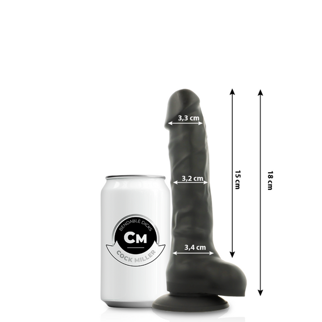 COCK MILLER - GODE RÉALISTE SILICONE DENSITÉ ARTICULABLE NOIR 18 CM by COCK MILLER