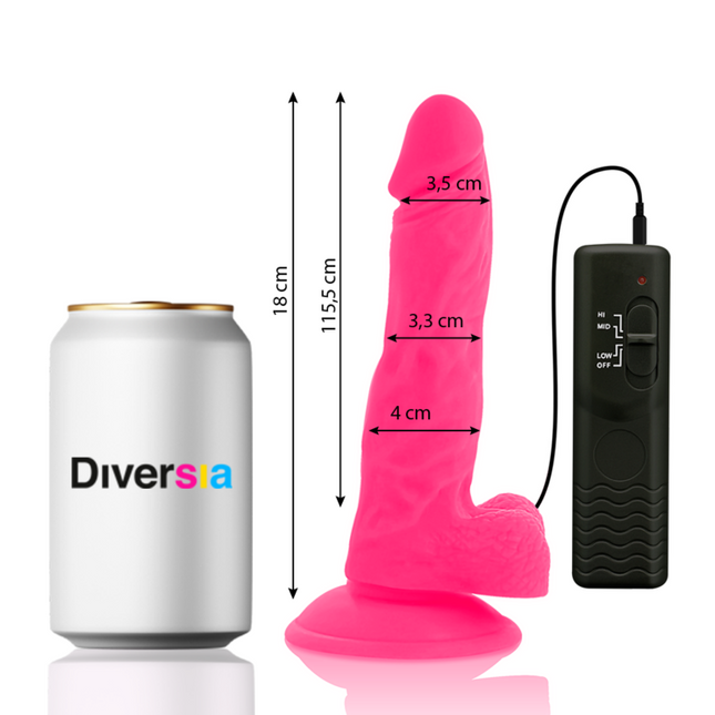 DIVERSIA - DILDO VIBRANT FLEXIBLE ROSE 18 CM -O- 4 CM by DIVERSIA