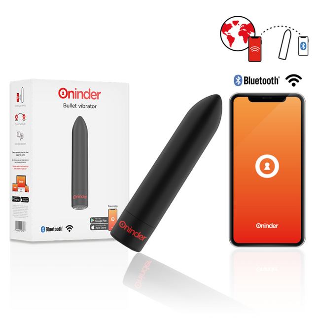 ONINDER - BERLIN VIBRATEUR BULLET NOIR 9 MODES 8,5 X 2 CM - APPLICATION GRATUITE by ONINDER