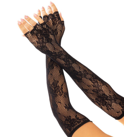 LEG AVENUE - GANTS SANS DOIGTS RESEAU FLORAL NOIR by LEG AVENUE HOSIERY