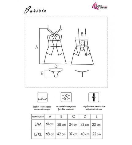 LIVCO CORSETTI FASHION - BARIRIN LC 90633 CHEMISE + CULOTTE NOIR L/XL by LIVCO CORSETTI SETS