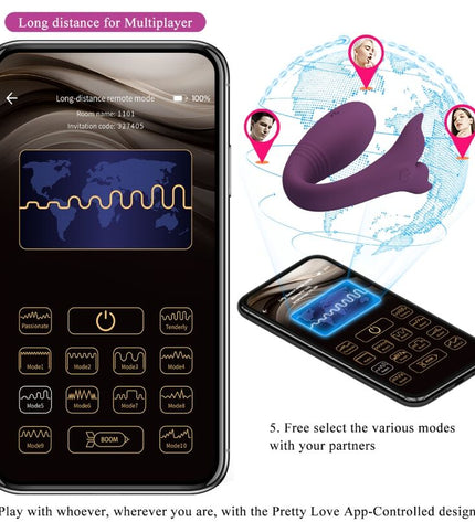 PRETTY LOVE - TÉLÉCOMMANDE JAYLEEN VIBRATOR APP VIOLET by PRETTY LOVE LED