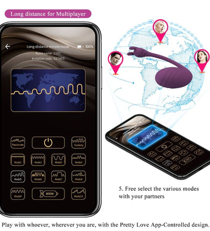 PRETTY LOVE - TÉLÉCOMMANDE CATALINA VIBRATOR APP VIOLET by PRETTY LOVE LED