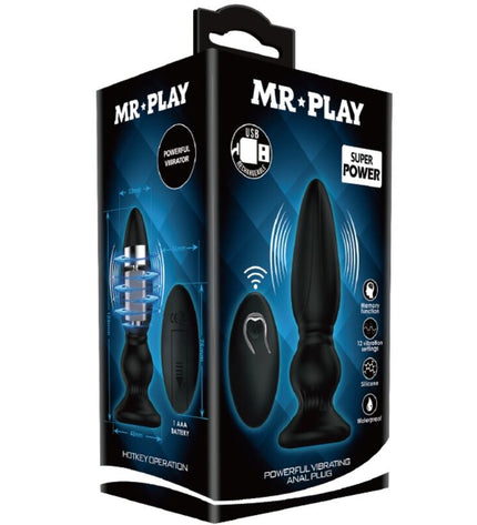 MR PLAY - PUISSANT VIBRATEUR TÉLÉCOMMANDE PLUG ANAL NOIR by MR PLAY