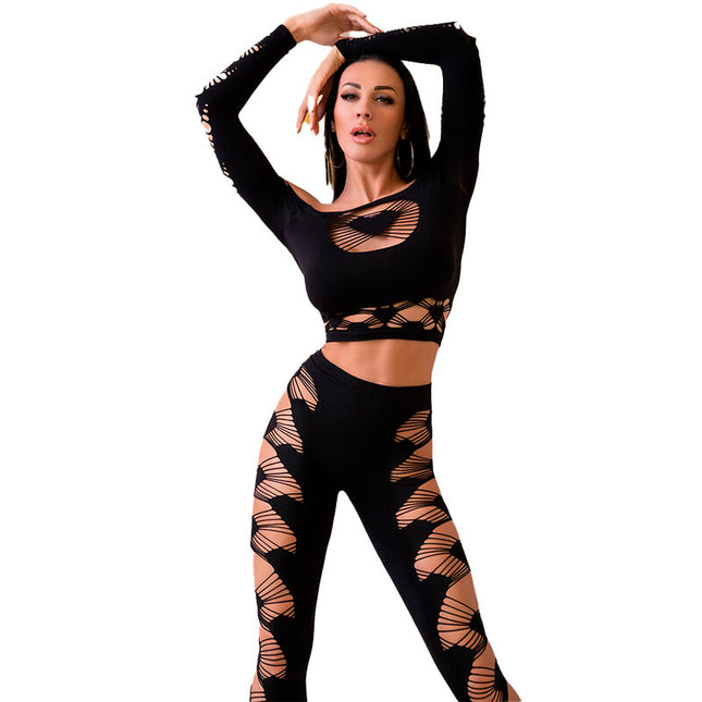 CHILIROSE - CR 4436 TOP & LEGGINS NOIR S/L by CHILIROSE SETS