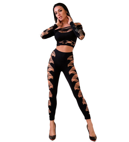 CHILIROSE - CR 4436 TOP & LEGGINS NOIR S/L by CHILIROSE SETS