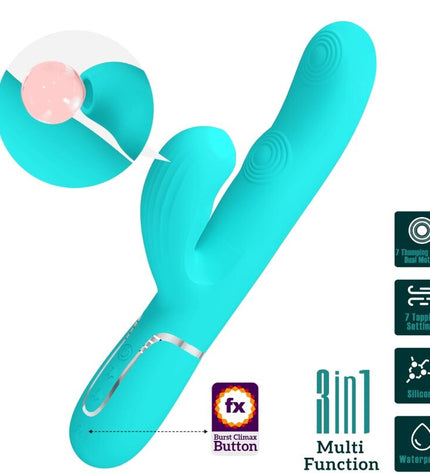PRETTY LOVE - PERLITA VIBRATEUR MULTIFONCTION 3 EN 1 POINT G VERT AQUA by PRETTY LOVE FLIRTATION