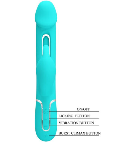 PRETTY LOVE - VIBRATEUR DEJON RABBIT 3 EN 1 MULTIFONCTION VERT AQUA by PRETTY LOVE FLIRTATION