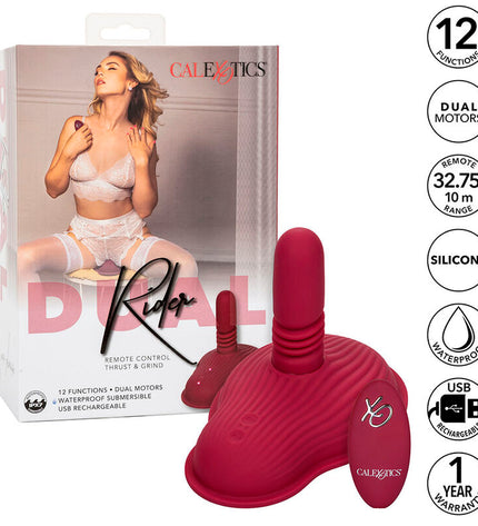 CALEXOTICS - RIDER MASSAGER DOUBLE MOTEUR TÉLÉCOMMANDE ROUGE by CALEXOTICS