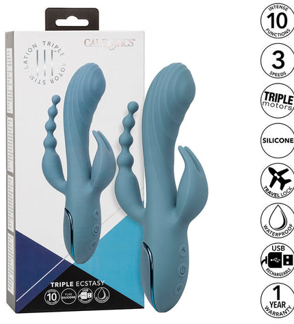 CALEXOTICS - VIBRATEUR TRIPLE ECSTASY GRIS by CALEXOTICS