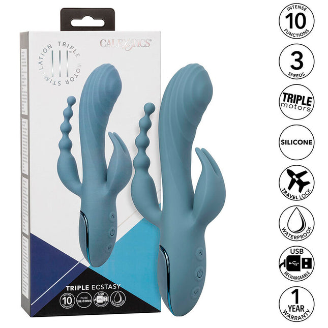 CALEXOTICS - VIBRATEUR TRIPLE ECSTASY GRIS by CALEXOTICS