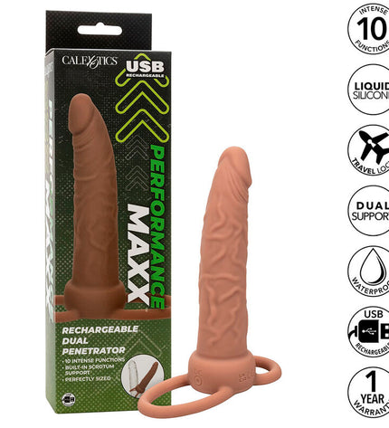 CALEXOTICS - PERFORMANCE MAXX RECHARGEABLE DOUBLE PÉNÉTRATEUR PEAU BRUN by CALEXOTICS