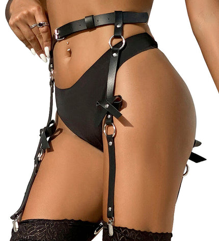 SUBBLIME - HARNAIS DE JAMBE CHAÎNE CUIR NOIR TAILLE UNIQUE by SUBBLIME FETISH