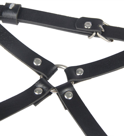 SUBBLIME - HARNAIS DE TAILLE ET DE JAMBES EN CUIR NOIR TAILLE UNIQUE by SUBBLIME FETISH