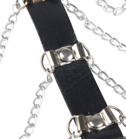 SUBBLIME - HARNAIS POITRINE CHAÎNE S EN CUIR NOIR TAILLE UNIQUE by SUBBLIME FETISH