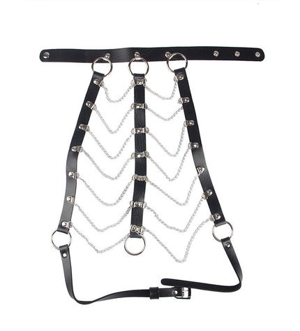 SUBBLIME - HARNAIS POITRINE CHAÎNE S EN CUIR NOIR TAILLE UNIQUE by SUBBLIME FETISH