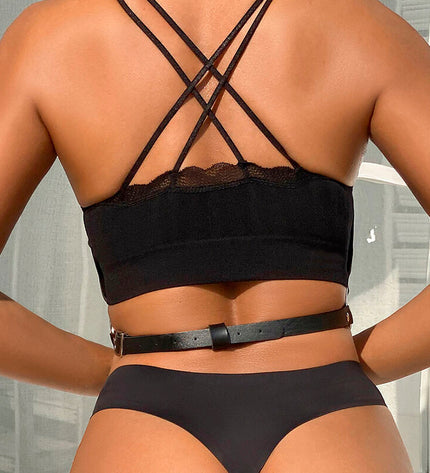 SUBBLIME - HARNAIS POITRINE CHAÎNE S EN CUIR NOIR TAILLE UNIQUE by SUBBLIME FETISH