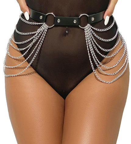SUBBLIME - CHAÎNE CUIR CEINTURE NOIRE TAILLE UNIQUE by SUBBLIME FETISH
