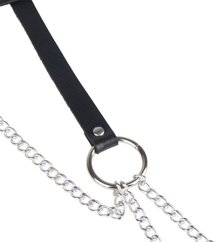 SUBBLIME - CHAINE BAGUE CUIR CEINTURE NOIR TAILLE UNIQUE by SUBBLIME FETISH