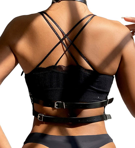 SUBBLIME - HARNAIS POITRINE ANNEAU CUIR NOIR TAILLE UNIQUE by SUBBLIME FETISH