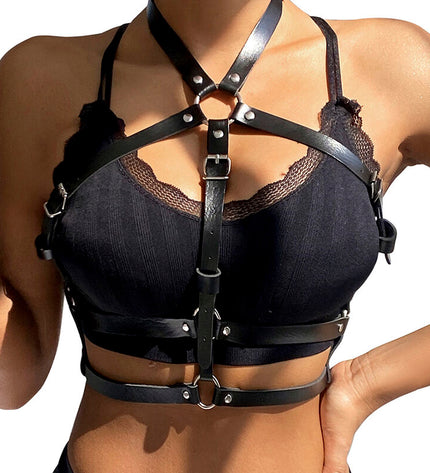 SUBBLIME - HARNAIS POITRINE ANNEAU CUIR NOIR TAILLE UNIQUE by SUBBLIME FETISH
