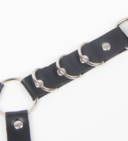 SUBBLIME - HARNAIS CEINTURE ET JARRETIÈRES AVEC ANNEAUX ET CHAÎNE DÉTAIL TAILLE UNIQUE by SUBBLIME FETISH