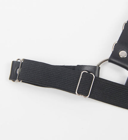 SUBBLIME - HARNAIS CEINTURE ET JARRETIÈRES AVEC ANNEAUX ET CHAÎNE DÉTAIL TAILLE UNIQUE by SUBBLIME FETISH