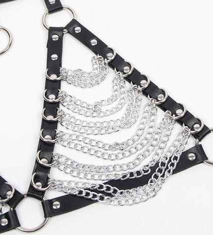 SUBBLIME - SOUTIEN-GORGE HARNAIS ET COLLIER AVEC CHAÎNE S TAILLE UNIQUE by SUBBLIME FETISH