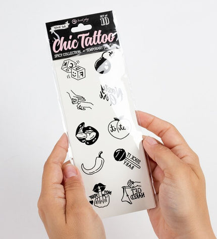 SECRET PLAY - LOT DE 10 TATOUAGES TEMPORAIRES SPICY COLLECTION by SECRETPLAY
