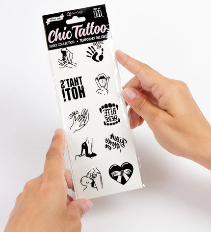 SECRET PLAY - ENSEMBLE DE 10 TATOUAGES TEMPORAIRES KINKY COLLECTION by SECRETPLAY