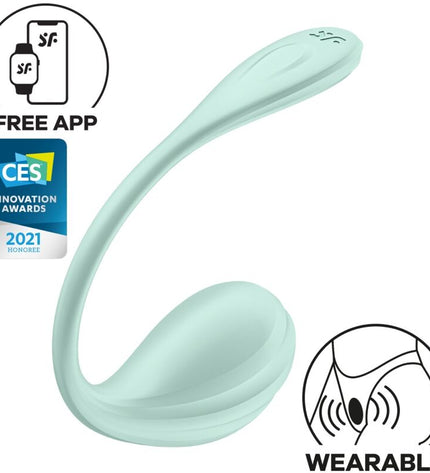 SATISFYER - APPLICATION GRATUITE STIMULATEUR DE POINT G PÉTALE LISSE VERT D'EAU by SATISFYER PARTNER