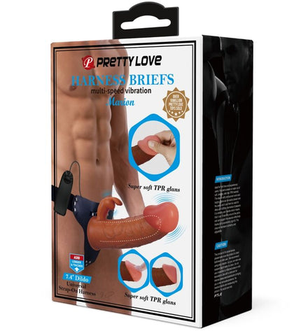 PRETTY LOVE - MARION HARNAIS SLIP UNIVERSEL AVEC DILDO VIBRANT 19 CM MARRON by PRETTY LOVE
