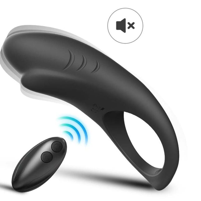 ARMONY - ANNEAU VIBRATEUR SHARK POUR COUPLES TÉLÉCOMMANDE NOIR by ARMONY FOR HIM