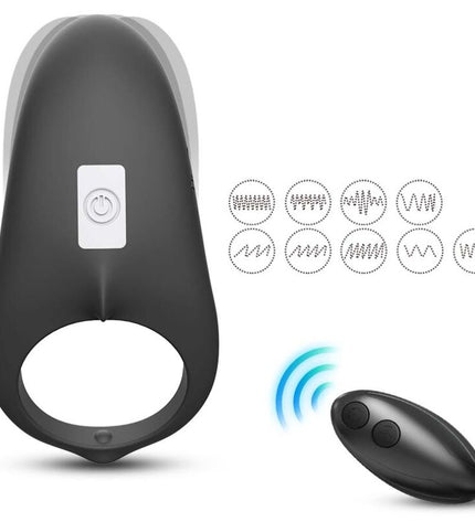 ARMONY - ANNEAU VIBRATEUR SHARK POUR COUPLES TÉLÉCOMMANDE NOIR by ARMONY FOR HIM