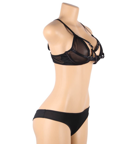 SUBBLIME - ENSEMBLE DEUX PIÈCES DE SOUTIEN-GORGE TRANSPARENT ET BANDES S/M by SUBBLIME SETS