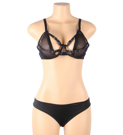 SUBBLIME - ENSEMBLE DEUX PIÈCES DE SOUTIEN-GORGE TRANSPARENT ET BANDES S/M by SUBBLIME SETS