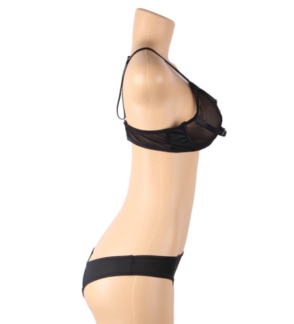SUBBLIME - ENSEMBLE DEUX PIÈCES DE SOUTIEN-GORGE TRANSPARENT ET BANDES S/M by SUBBLIME SETS