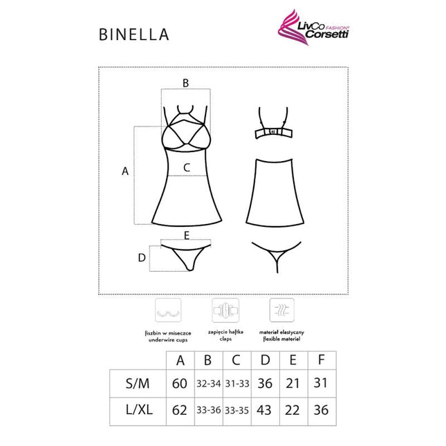 LIVCO CORSETTI FASHION - ENSEMBLE BINELLA BABYDOLL + THONG NOIR by LIVCO CORSETTI SETS