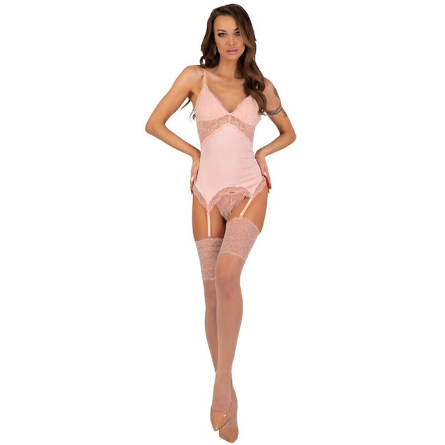 LIVCO CORSETTI FASHION - ENSEMBLE PERSINNE PÊCHE CORSET + CULOTTE + BAS by LIVCO CORSETTI SETS