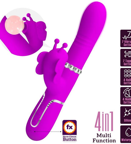 PRETTY LOVE - VIBRATEUR MULTIFONCTION LAPIN 4 EN 1 PAPILLON FUCHSIA by PRETTY LOVE FLIRTATION