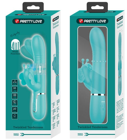 PRETTY LOVE - VIBRATEUR MULTIFONCTION LAPIN 4 EN 1 PAPILLON AQUA VERT by PRETTY LOVE FLIRTATION