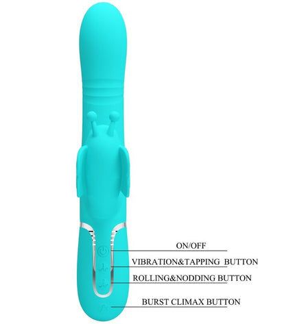 PRETTY LOVE - VIBRATEUR MULTIFONCTION LAPIN 4 EN 1 PAPILLON AQUA VERT by PRETTY LOVE FLIRTATION