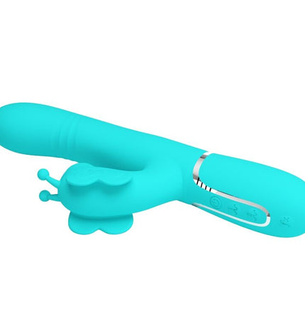 PRETTY LOVE - VIBRATEUR MULTIFONCTION LAPIN 4 EN 1 PAPILLON AQUA VERT by PRETTY LOVE FLIRTATION
